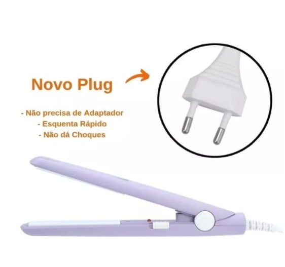 Mini Chapinha Prancha de Cabelo Portátil Com Case Transporte Bivolt Estojo