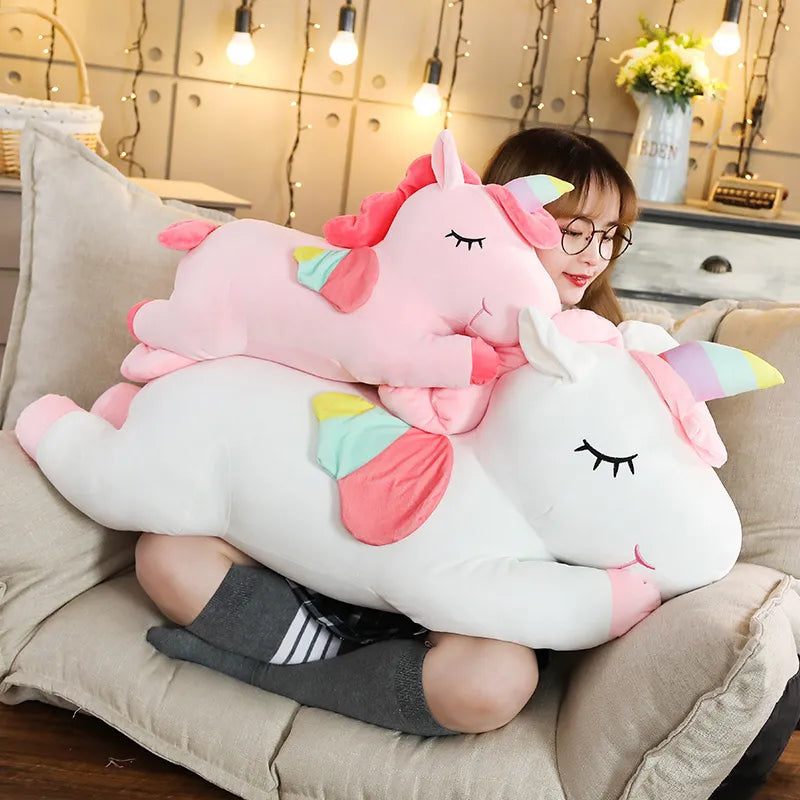 Unicórnio Gigante Brinquedo de Pelúcia 25-100cm Kawaii Macio Unicórnio Bonecas Animais Cavalo Brinquedos para Crianças Menina Travesseiro Presentes de Aniversário