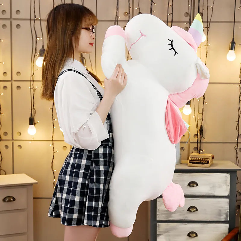 Unicórnio Gigante Brinquedo de Pelúcia 25-100cm Kawaii Macio Unicórnio Bonecas Animais Cavalo Brinquedos para Crianças Menina Travesseiro Presentes de Aniversário