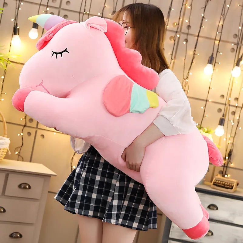 Unicórnio Gigante Brinquedo de Pelúcia 25-100cm Kawaii Macio Unicórnio Bonecas Animais Cavalo Brinquedos para Crianças Menina Travesseiro Presentes de Aniversário