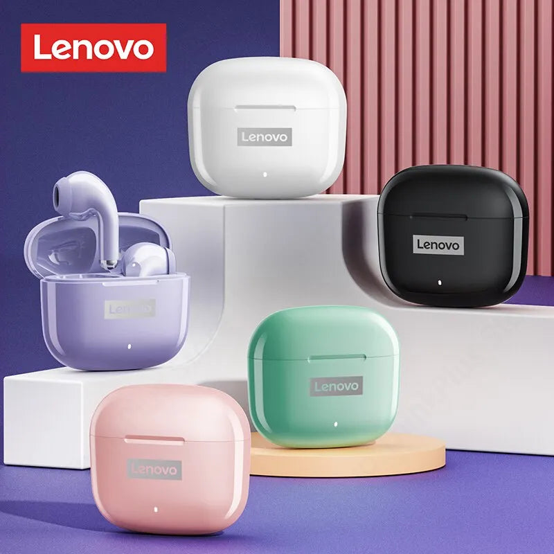 Fones de Ouvido Lenovo LP40 Pró Bluetooth 5.0 Esportes Sem Fio à Prova D`água Com Microfone Controle Toque TWS