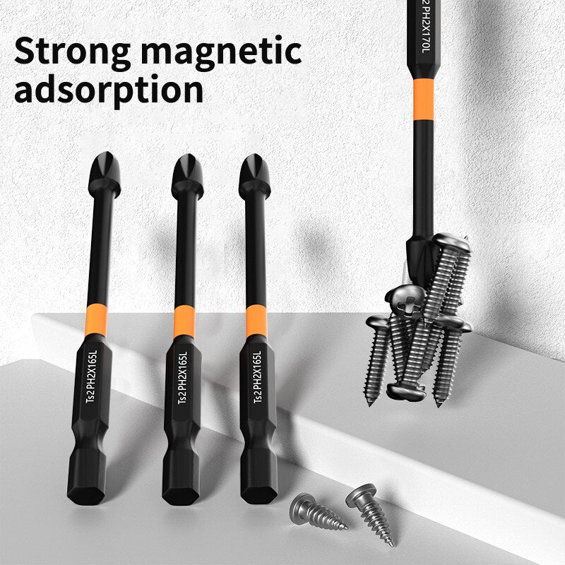 Cabeça de Chave Phillips Magnética, Anti Slip Drill, Cabeça Hexagonal Estendida Em Cruz, 6 pcs