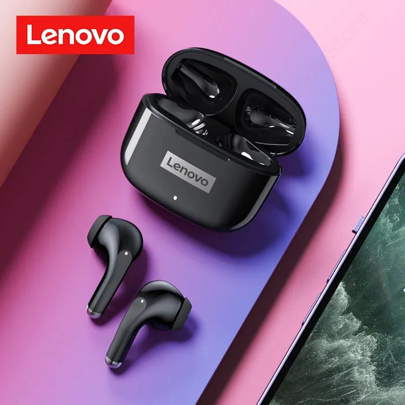 Fones de Ouvido Lenovo LP40 Pró Bluetooth 5.0 Esportes Sem Fio à Prova D`água Com Microfone Controle Toque TWS