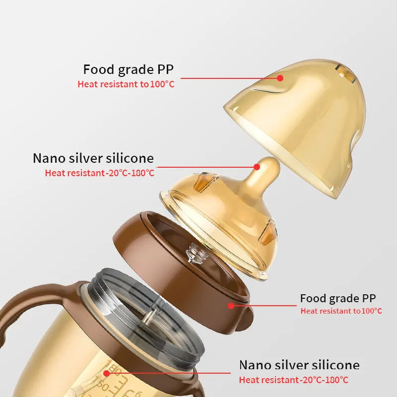 Garrafa de Alimentação Nano do Bebê de Silicone Com Punho Para o Desmame do Bebê, Garrafa Anti-Asfixia do Bocal Para o Bebê 0-9 meses 150ml/250ml