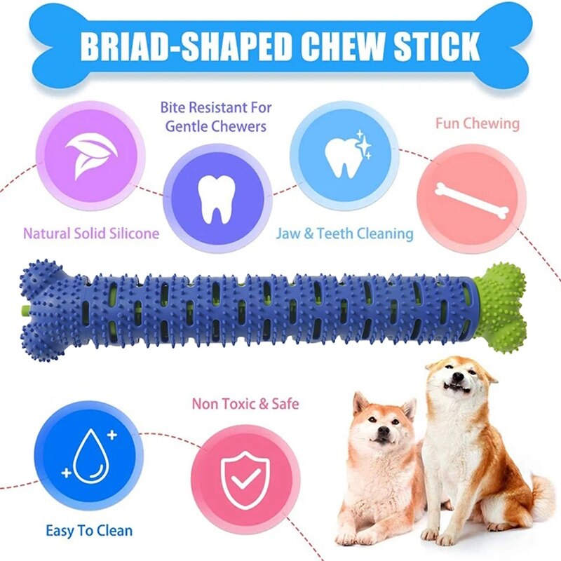 Vara Molar de Cachorro Para Limpeza de Dentes Food Grade Silicone BPA Free, Forma Óssea Interativa, Resistente à Mordida