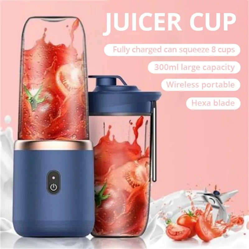 1PC Azul/Rosa Portátil Pequeno, Espremedor Elétrico Lâmina de Aço Inoxidável, Copo Espremedor de Frutas Automático Smoothie Liquidificador de Cozinha