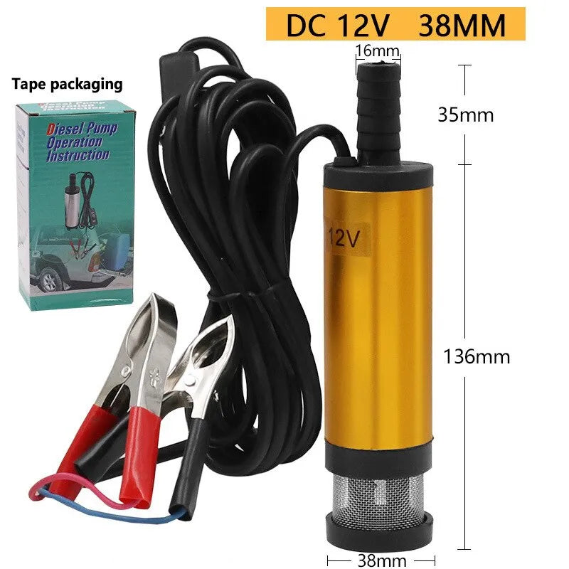 Mini Bomba Submersível Elétrica Portátil, 12v 24v dc para Bombear Óleo Diesel, Água, Concha de Liga de Alumínio, 12l/min, Bomba de Transferência de Combustível