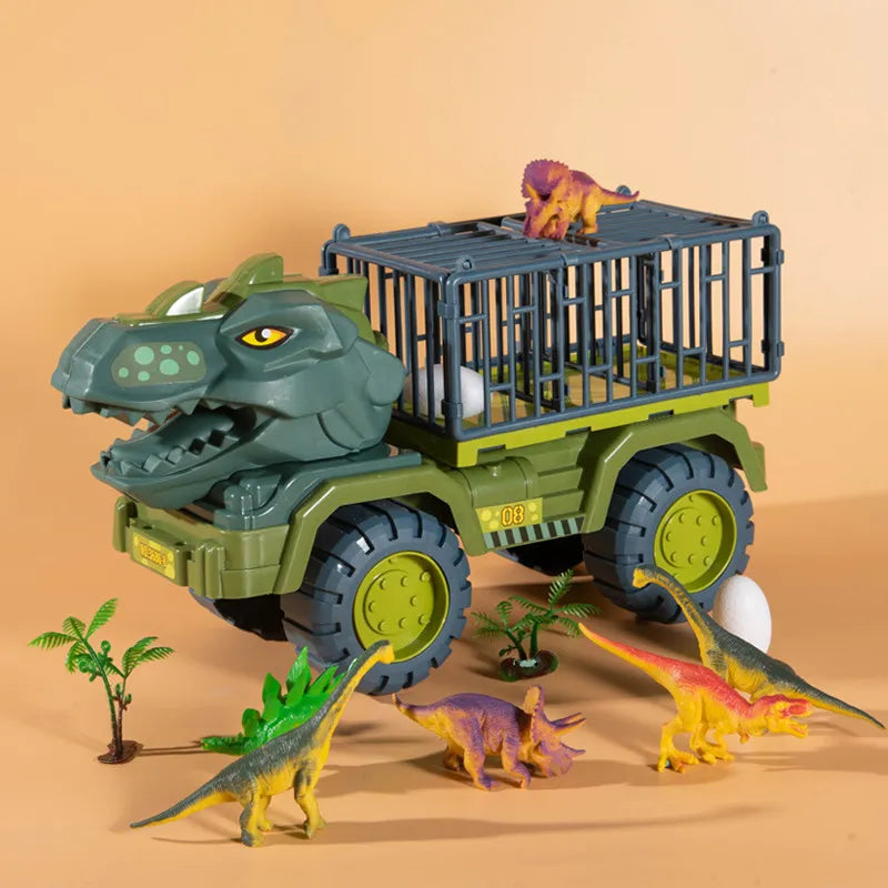 Carro Brinquedos Dinossauro, Caminhão Transporte, Transportadora Dino Animal Modelo Tyrannosaurus Réx,  Caminhão Jogo para Crianças, Presentes de Aniversário