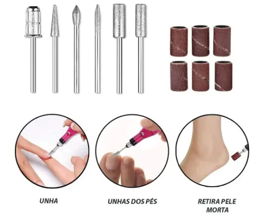 Lixadeira Elétrica de Unhas Profissional Bloco Motor Bivolt